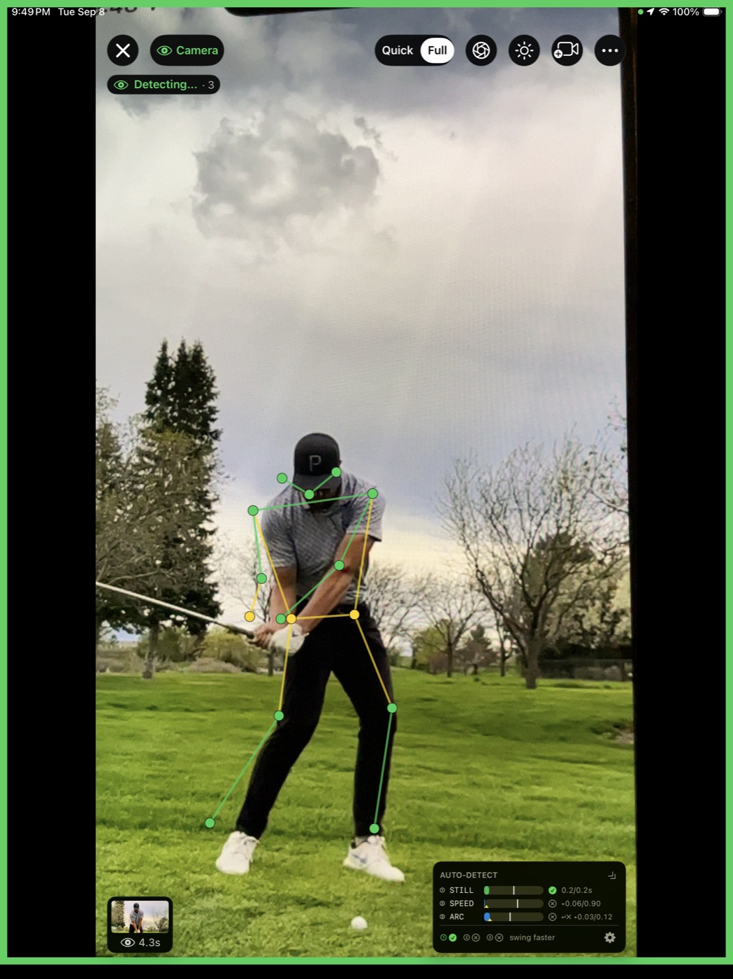 iPad camera — Camera mode, auto-detect HUD