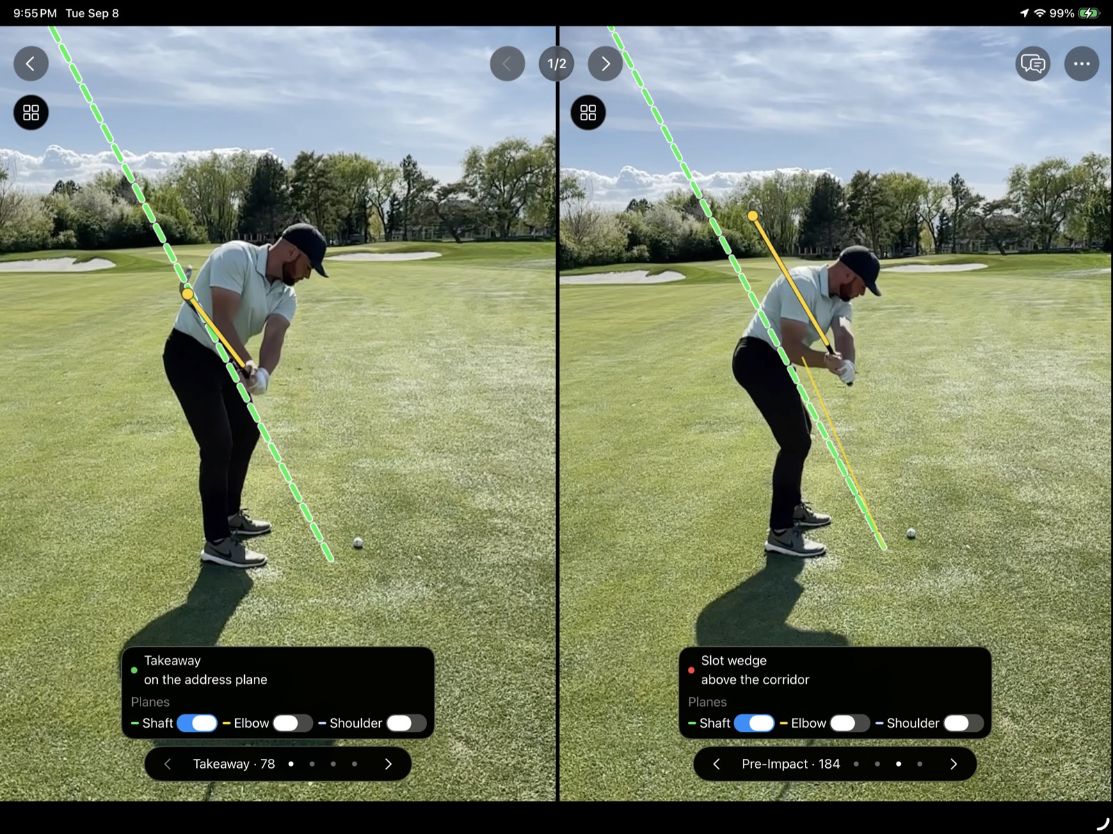 iPad Shaft Check — takeaway and pre-impact