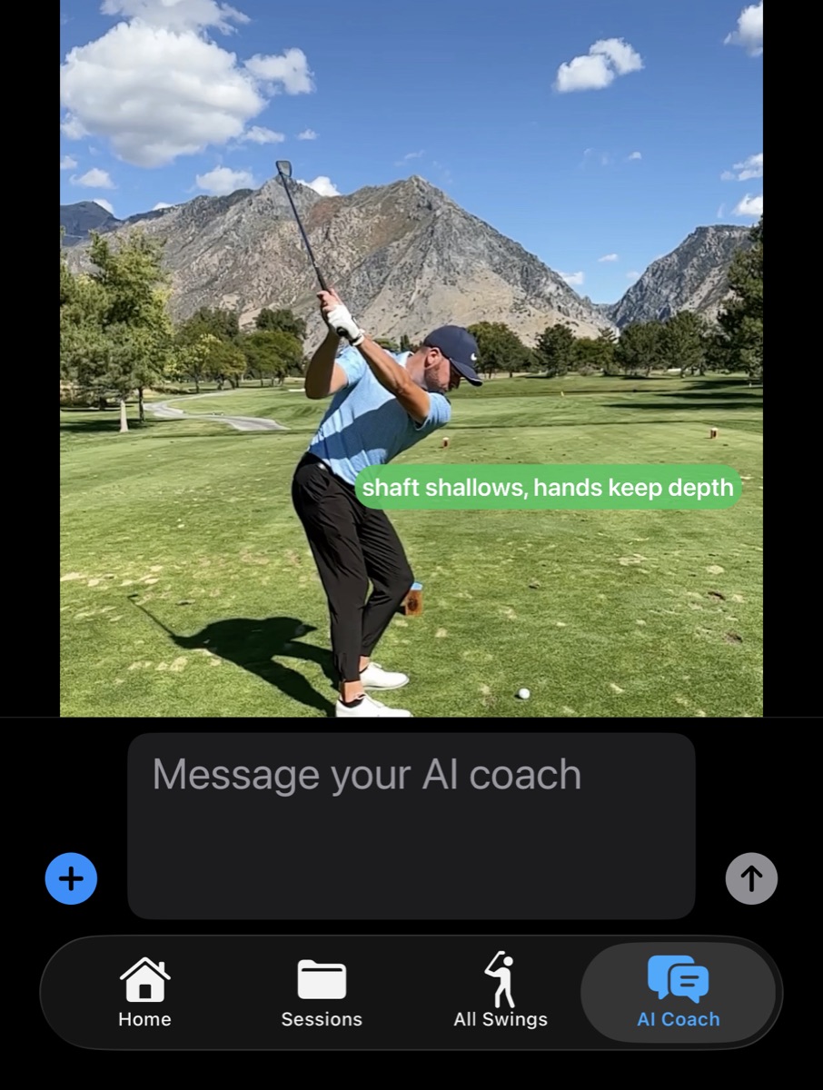 iPhone AI Coach with a swing attached