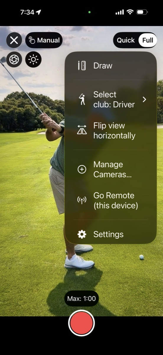 Camera menu — Go Remote (this device)